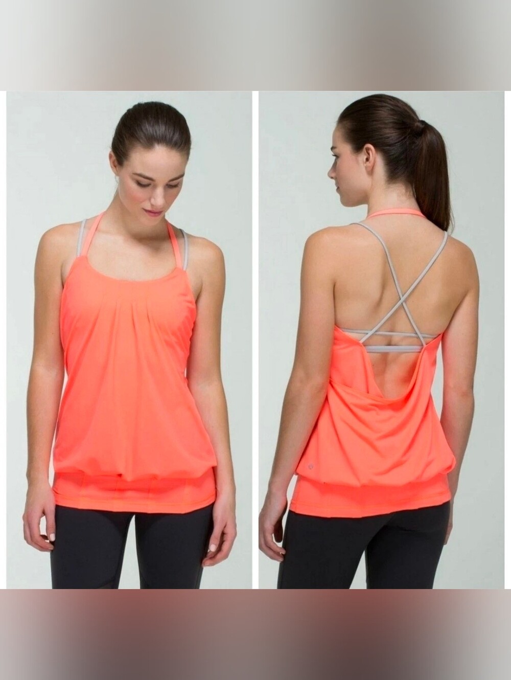 Lululemon Flow and Go Tank Top Strappy Very Light Flare Silver Spoon Women's 8